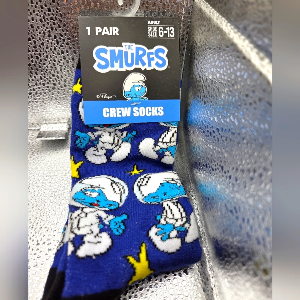 Shcks, Blue Crew Socks THE SMURFS Adult Shoe Size 6-13 NWOT